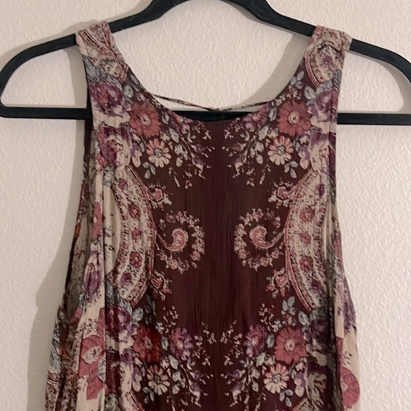 Free People Intimately Dobby Dot Slip Tunic/Mini Dress Sz. S Burgundy and Tan. - Picture 6 of 11